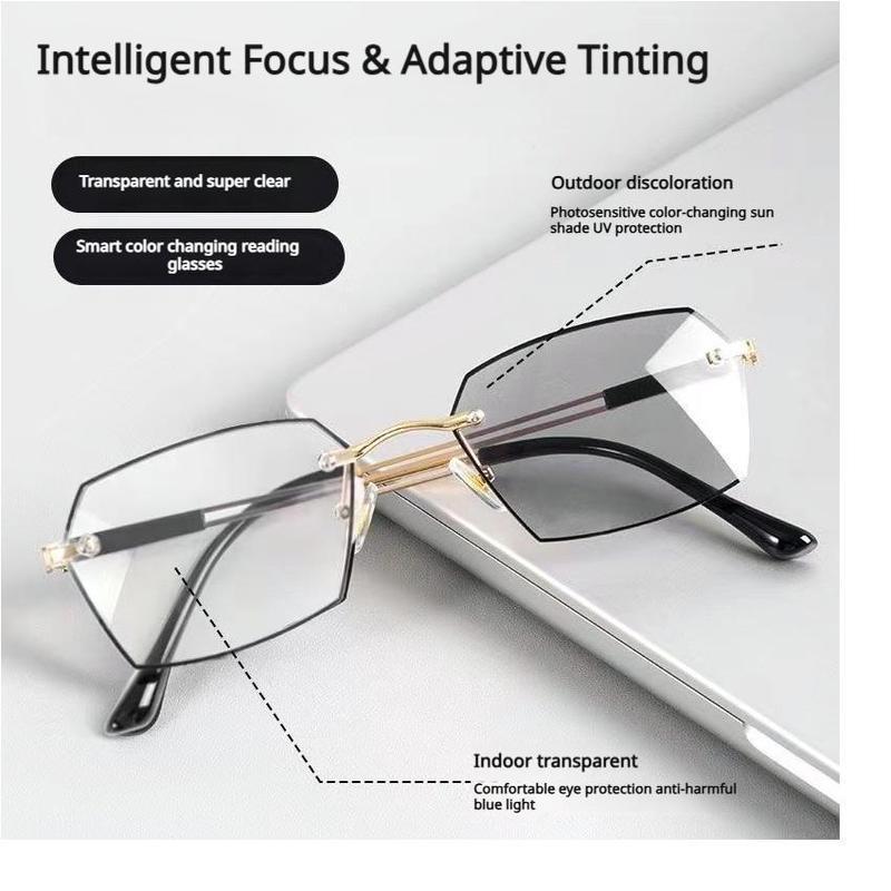 👓 Frameless Smart Zoom Reading Glasses - Blue Light Filter