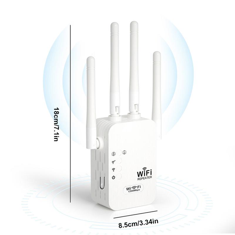 WiFi Extender 2025, 1200Mbps Dual Band (5GHz/2.4GHz) Signal Booster, Covers 10,000 sq. ft & 50 Devices, Repeater with Ethernet Port for Home