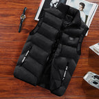 Men's Thickened Warm Sleeveless Vest - Black Full-Zip Stand Collar Ideal for Winter Workouts Parties & Daily Wear Perfect Gift for Husbands Sons Cold-Resistant Durable Activewear Minimalist High-Quality Fabric winter vest Menswear Love