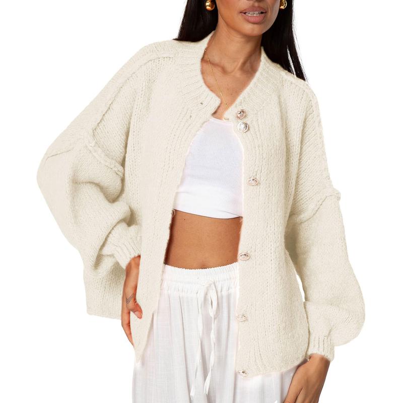 🧶Women's Oversized Knit Cardigan - Lightweight Button Up