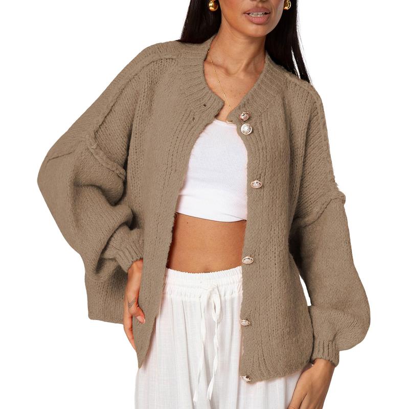 🧶Women's Oversized Knit Cardigan - Lightweight Button Up