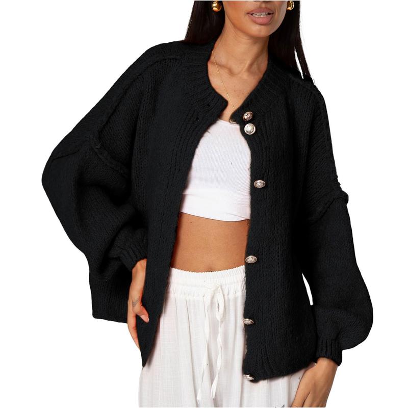 🧶Women's Oversized Knit Cardigan - Lightweight Button Up