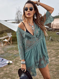 Elegance: Contrast Lace V-Neck Beach Dress ✨