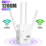 WiFi Extender 2025, 1200Mbps Dual Band (5GHz/2.4GHz) Signal Booster, Covers 10,000 sq. ft & 50 Devices, Repeater with Ethernet Port for Home