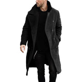 Men's Double Breasted Trench Coat Casual Lapel Collar Business Winter Long Overcoats