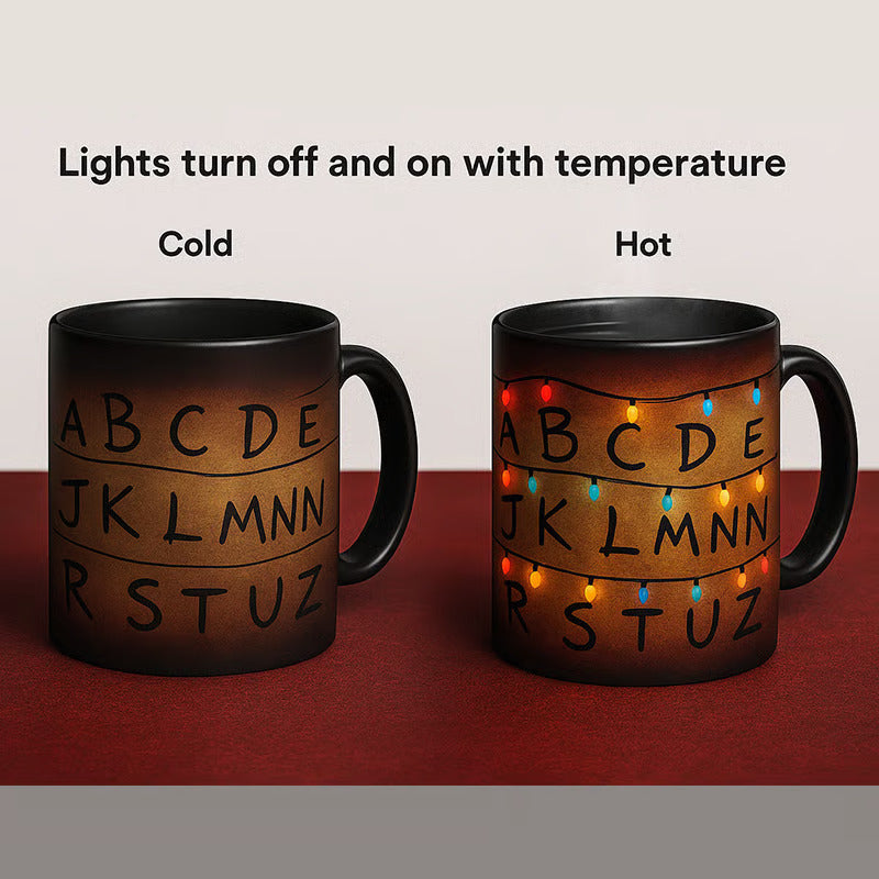 Mindflayer Mug 🧠☕ Temperature-Activated “Upside Down” Lights Ceramic Cup 👻✨