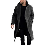 Men's Double Breasted Trench Coat Casual Lapel Collar Business Winter Long Overcoats