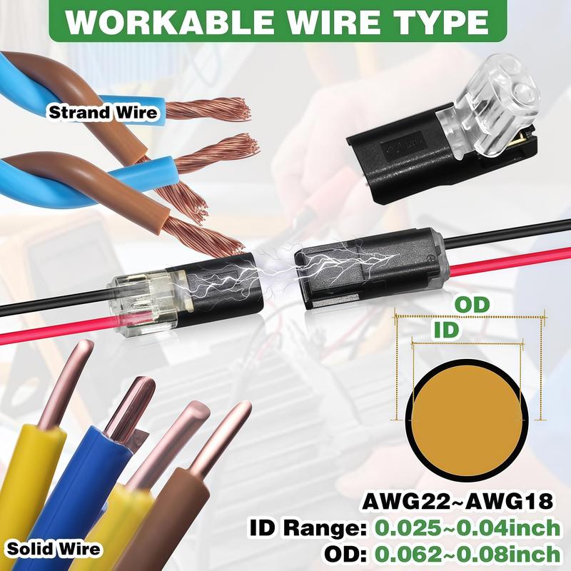🔌Solderless Wire Connector – Compact Plug for LED Strips & 18–22 AWG Cables