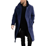Men's Double Breasted Trench Coat Casual Lapel Collar Business Winter Long Overcoats